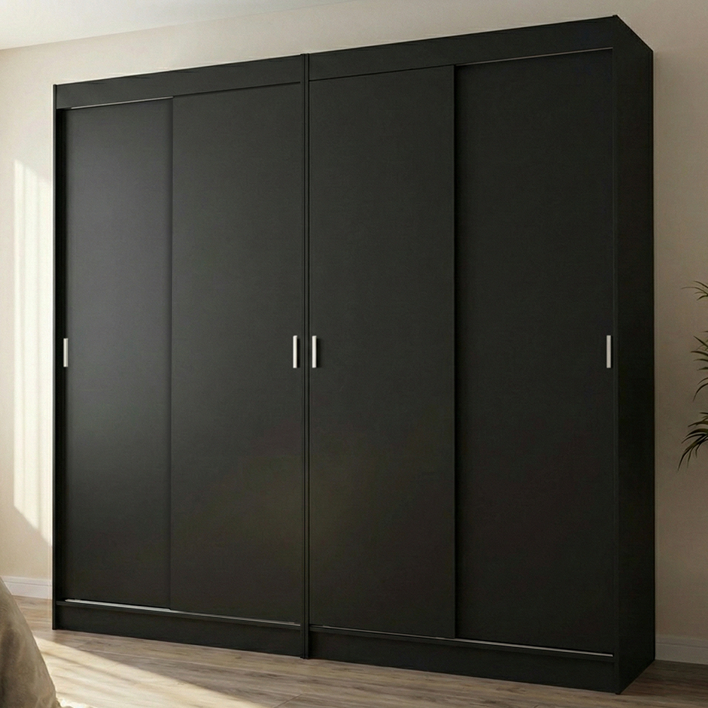 Conjunto de 2 Clósets 4 Puertas Corredizas Negro Tokio Madesa
