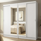 Conjunto de 2 Clósets 4 Puertas Corredizas con 2 Espejos Blanco Tokio Madesa