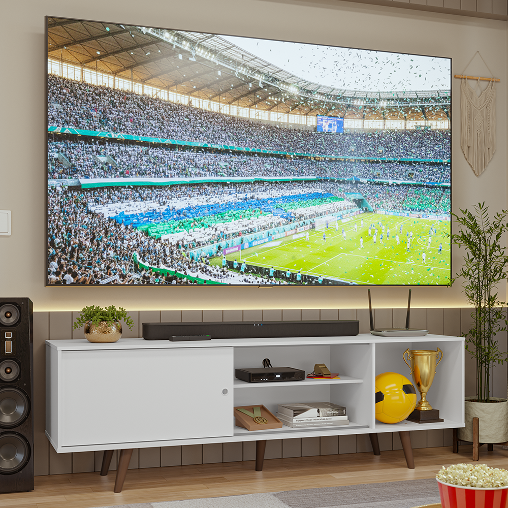 Mueble para TV hasta 80 Pulgadas 160 cm Con Patas Torino Blanco/Marrón