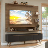Mueble con Panel para TV hasta 60 Pulgadas 180 cm con patas Marrón/Negro/Marrón Reims Madesa