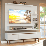 Mueble con Panel para TV hasta 60 Pulgadas 180 cm con patas Blanco/Marrón Reims Madesa