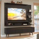 Mueble con Panel para TV hasta 60 Pulgadas 180 cm con patas Negro/Marrón Reims Madesa