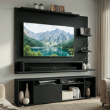 Mueble con Panel para TV hasta 60 Pulgadas 180 cm Negro Cancun Madesa