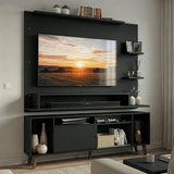 Mueble con Panel para TV hasta 60 Pulgadas 180 cm con patas Negro/Marrón Cancun Madesa