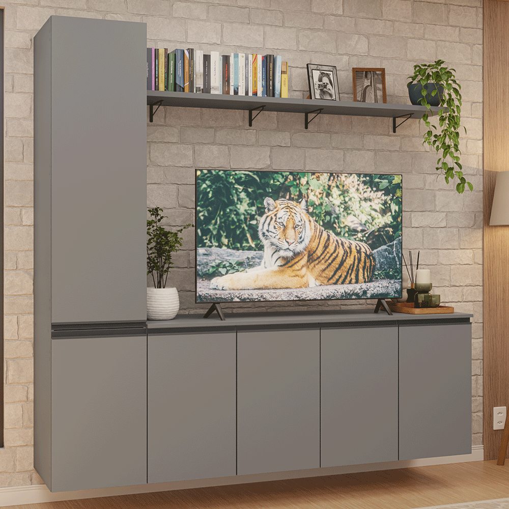 Mueble para TV hasta 70 Pulgadas 200 cm Sin Patas Nice Gris 01