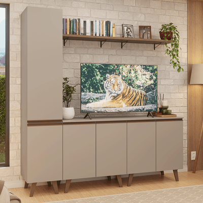 Rack para TV hasta 70 pulgadas + repisa 200cm Crema Nice 02