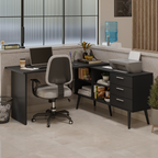 Escritorio Esquinero 302 cm 3 Cajones Negro Madesa