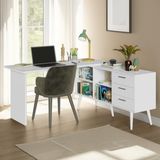 Escritorio de Estudio Esquinero 3 Cajones Blanco/Marrón Lisboa Madesa