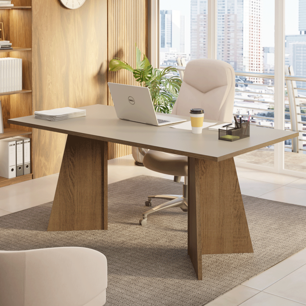 Escritorio Director 180 cm Marrón/Crema Madesa