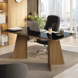 Escritorio Ejecutivo Director 180 cm Encimera de Vidrio 5388 Marrón/Negro