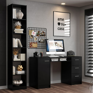 Kit Escritorio y Estante Multiuso Negro Madesa