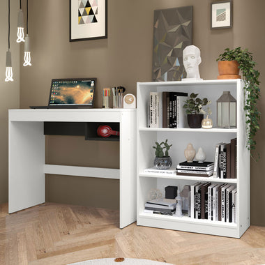 Kit Escritorio y Estante Librero Blanco Madesa