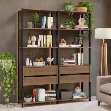 Estante Multiuso 140cm 4 Cajones Marrón/Negro Madesa