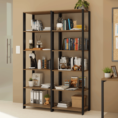 Estante Armario Multiuso para Escritorio 118cm 10 Repisas Marrón/Negro Madesa