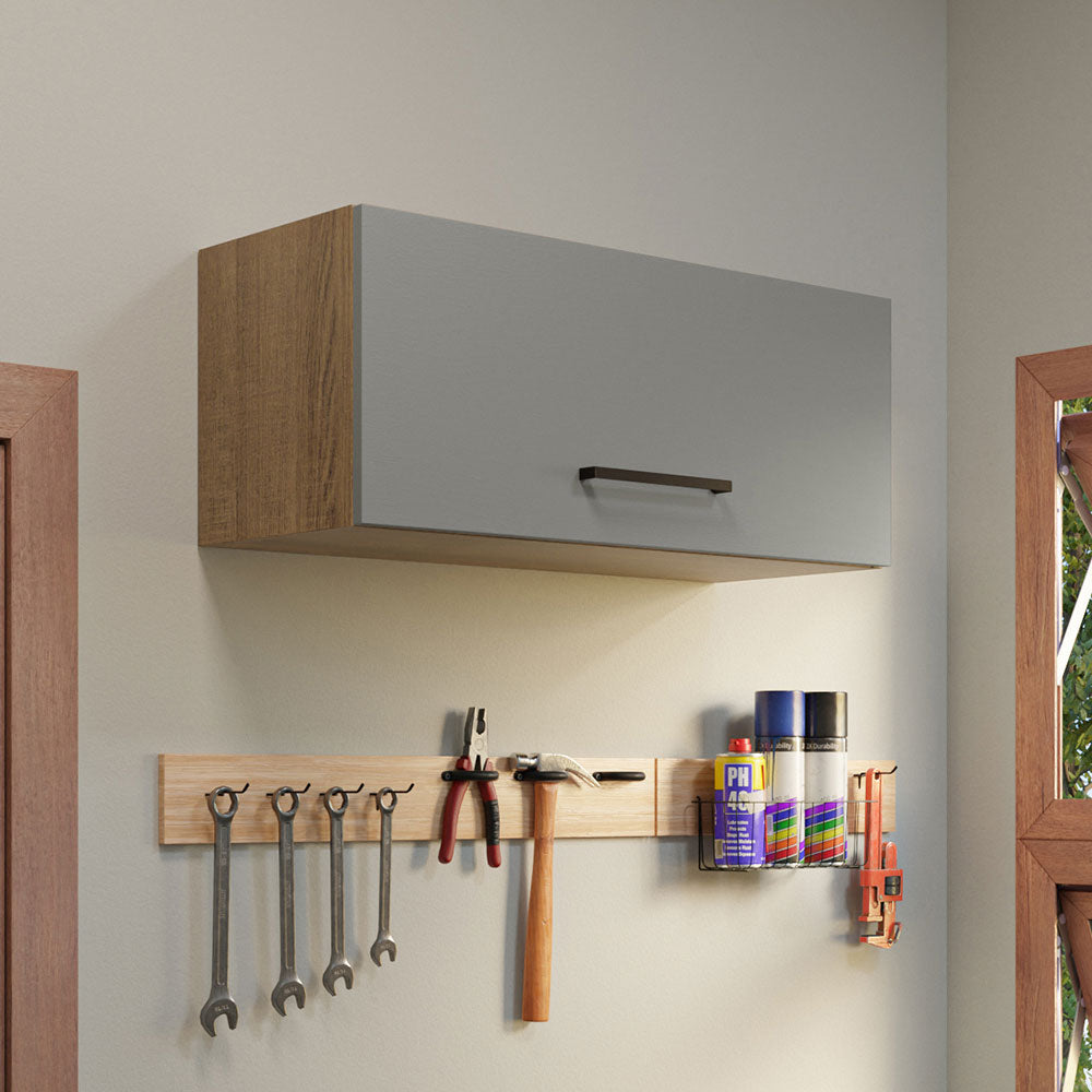 Gabinete Superior Multiuso Garaje 80cm Marrón/Gris Agata