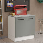 Gabinete Bajo Multiuso 80 cm 2 Puertas Blanco/Gris Agata Madesa