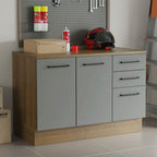 Gabinete Bajo Multiuso 120 cm 2 Puertas 3 Cajones Marrón/Gris Madesa