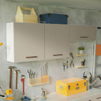 Kit 2 Gabinetes Superiores 200 cm 3 Puertas Blanco/Crema Agata Madesa
