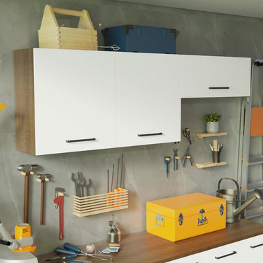 Kit 2 Gabinetes Superiores 200 cm 3 Puertas Marrón/Blanco Agata Madesa