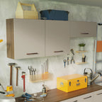 Kit 2 Gabinetes Superiores 200 cm 3 Puertas Marrón/Crema Agata Madesa