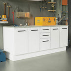 Kit 2 Gabinetes Bajos Multiuso 200 cm 4 Puertas 3 Cajones Blanco Agata Madesa