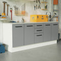 Kit 2 Gabinetes Bajos Multiuso 200 cm 4 Puertas 3 Cajones Blanco/Gris Agata Madesa