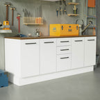 Kit 2 Gabinetes Bajos Multiuso 200 cm 4 Puertas 3 Cajones Blanco/Marrón Agata Madesa