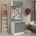 Kit Gabinete Bajo y Gabinete Superior Multiuso 80 cm Blanco/Gris Agata Madesa