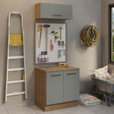 Mueble Integral Multiuso Garaje 80cm Marrón/Gris Agata