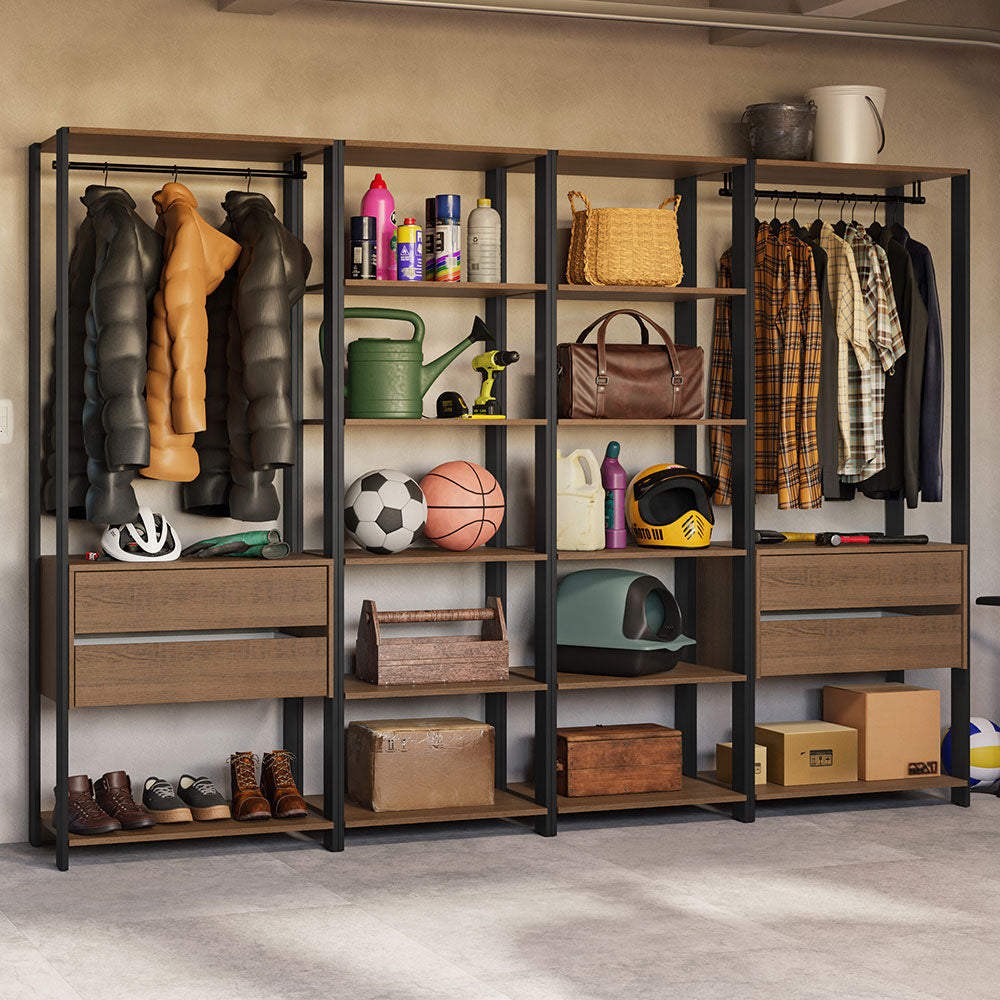 Estante Multiuso 258 cm 4 Cajones Marrón/Negro Madesa