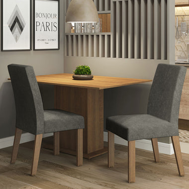 Conjunto de Comedor 2 Sillas Marrón/Plata Manu Madesa