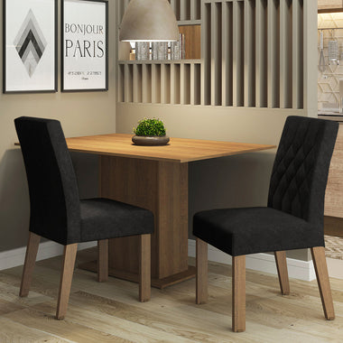Conjunto de Comedor 2 Sillas Marrón/Oxford Tainá Madesa