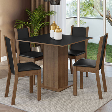 Conjunto de Comedor 4 Sillas Marrón/Negro Alana Madesa