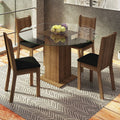 Conjunto de Comedor con Encimera Vidrio Circular 4 Sillas Marrón/Negro Paula Madesa