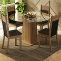 Conjunto de Comedor con Encimera Vidrio Circular 4 Sillas Marrón/Negro Ana Madesa