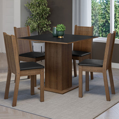 Conjunto de Comedor 4 Sillas Marrón/Negro Samara Madesa