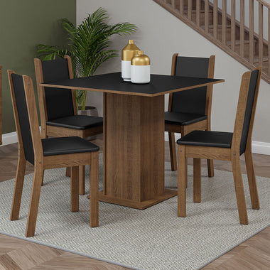 Conjunto de Comedor 4 Sillas Marrón/Negro Briana Madesa