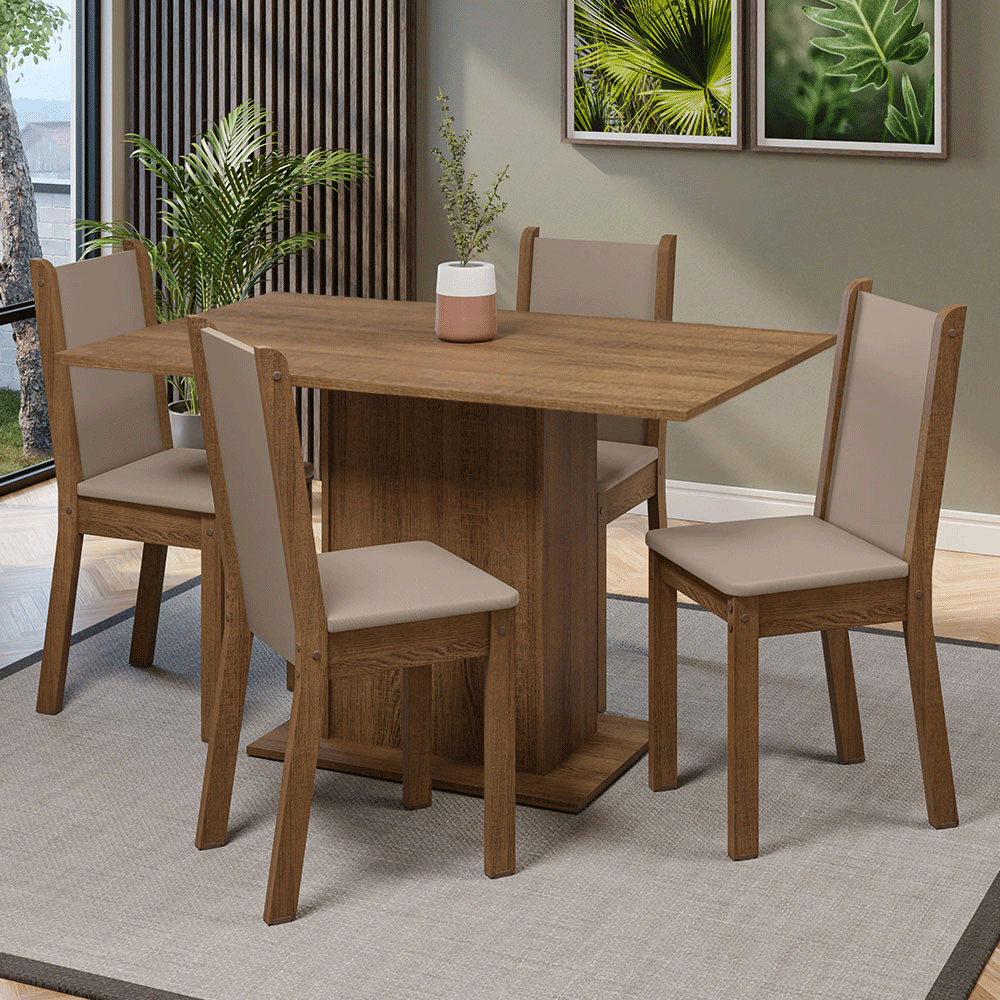 Comedor Mesa con Encimera de Madera 4 Sillas Tina Madesa RB