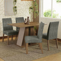 Conjunto de Comedor 4 Sillas Marrón/Crema/Silver Agnes Madesa