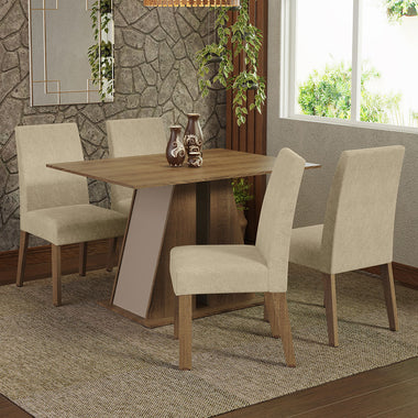 Conjunto de Comedor 4 Sillas Marrón/Crema/Imperial Agnes Madesa