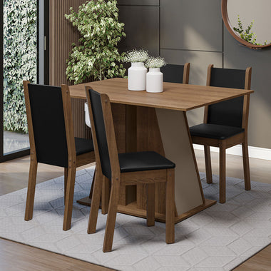 Conjunto de Comedor 4 Sillas Marrón/Beige/Negro Sophie Madesa