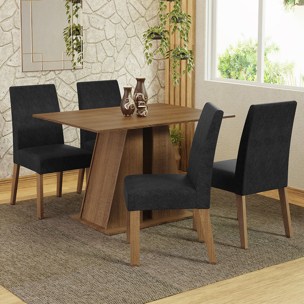 Juego de Comedor Mesa Encimera de Madera 4 Sillas Marrón/Oxford Agnes