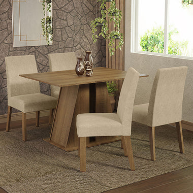 Conjunto de Comedor 4 Sillas Marrón/Imperial Agnes Madesa