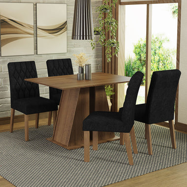 Conjunto de Comedor 4 Sillas Marrón/Oxford Gisele Madesa