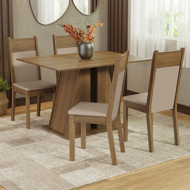 Conjunto de Comedor 4 Sillas Marrón/Beige Angel Madesa