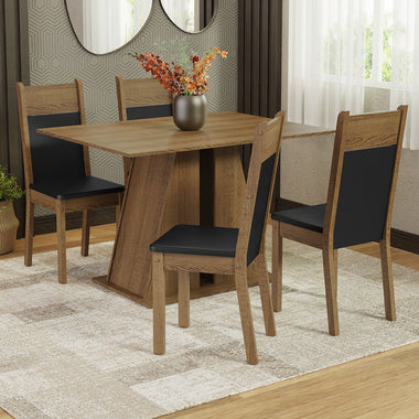 Conjunto de Comedor 4 Sillas Marrón/Negro Angel Madesa