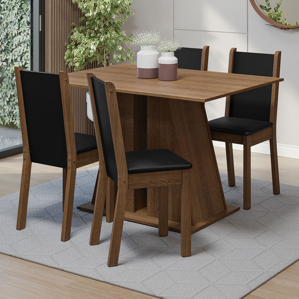 Juego de Comedor Mesa Encimera de Madera 4 Sillas Marrón/Negro Sophie