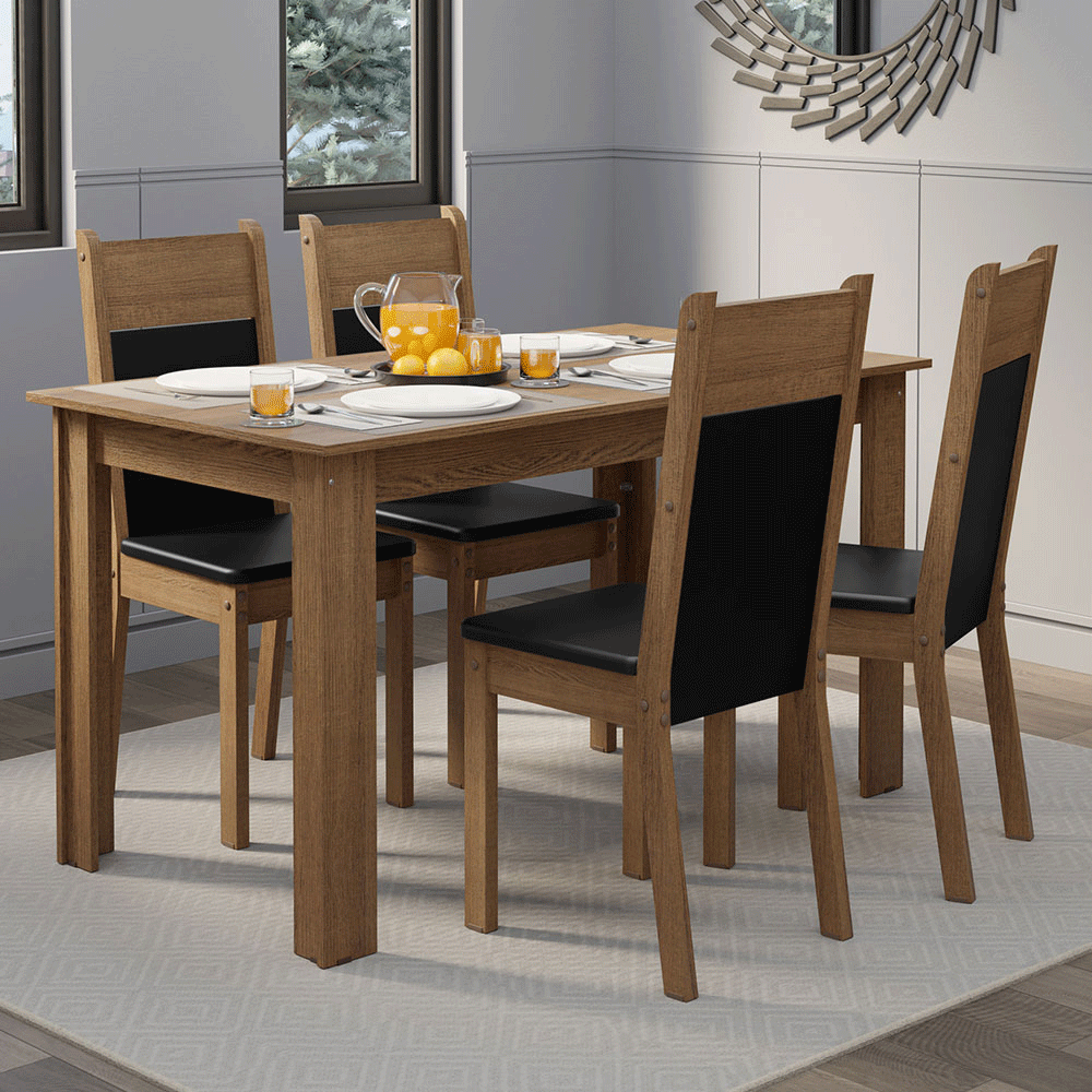 Comedor Mesa con Encimera de Madera 4 Sillas Ellen Madesa RP