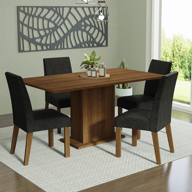 Conjunto de Comedor 4 Sillas Marrón/Oxford Keila Madesa