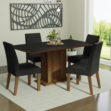 Conjunto de Comedor 4 Sillas Marrón/Negro/Oxford Keila Madesa